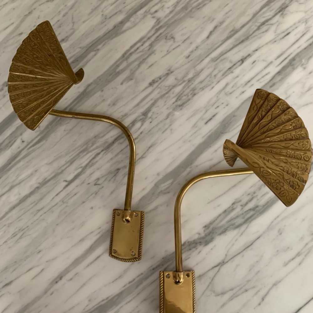 Genuine Brass Vintage Fan Curtain Holds
